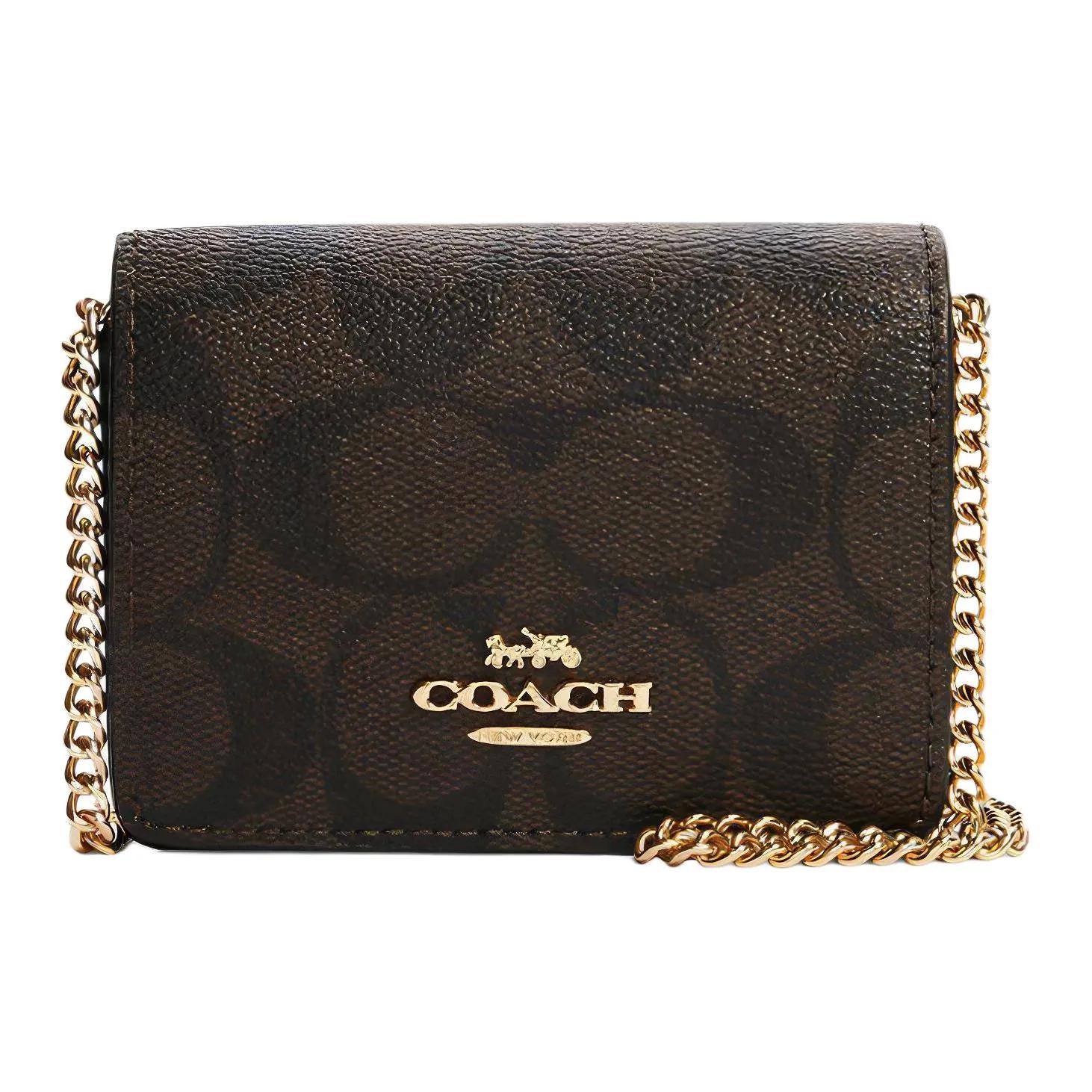 COACH Chain Canvas Leather Chain Wallet