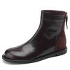 Damen Retro Weiches Leder Stiefeletten - Herbst/Winter, Runde Zehenpartie, Flache Sohle, Vielseitig, Schlankmachender Martin-Stil