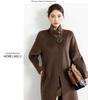 2025 Women's Double-Faced Cashmere Coat: Long, Belted, Elegant Autumn/Winter Wool Coat for Middle-Aged Women