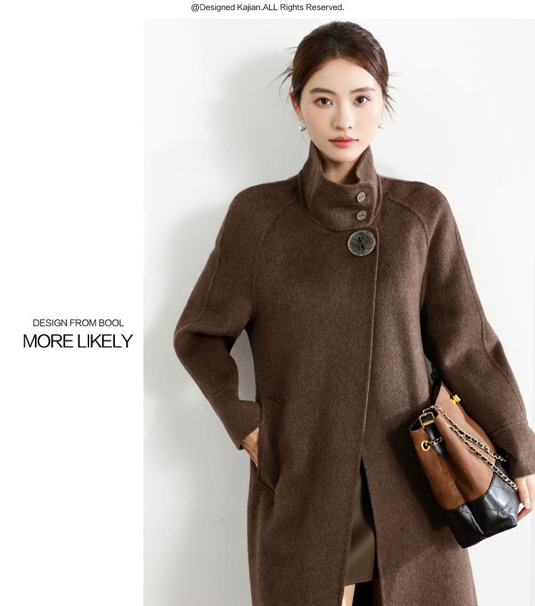 2025 Women's Double-Faced Cashmere Coat: Long, Belted, Elegant Autumn/Winter Wool Coat for Middle-Aged Women