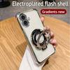 For Apple iPhone 16 Case Apple iPhone 16 Plus Cover Luxury Plating Shockproof Magnetic Bracket Magsafe Clear With Holder Stand