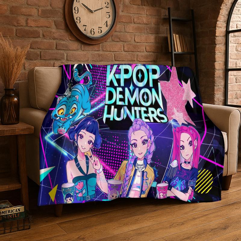 KPop Demon Hunters Saja Boys Cartoon Soft Flannel Throw Blanket,Warm Cozy Blanket for Bed,Couch,Sofa,Bedroom,Living Room,Travel 75x90cm