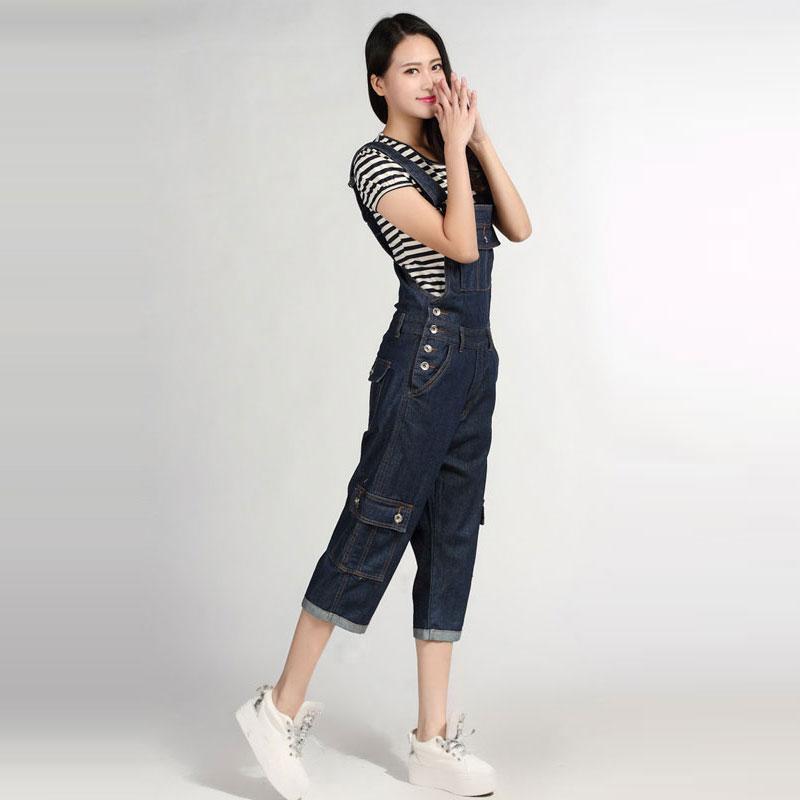 Women's Denim Overalls Large Size Straight Pants Blue Jeans Women's Denim Shorts More Sizes 48 50