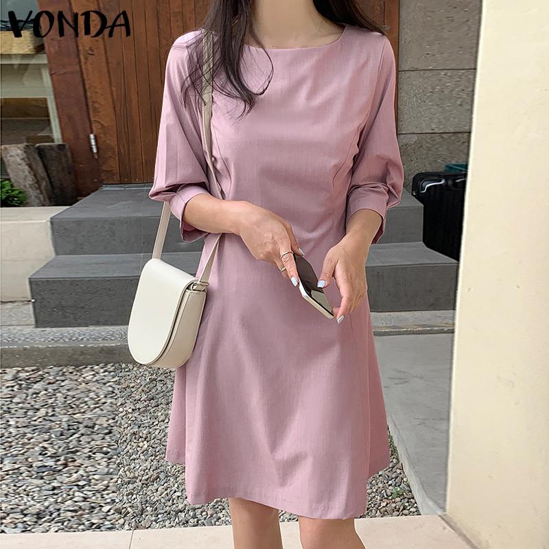 

VONDA однотонное короткое платье с короткими рукавами, летнее женское платье