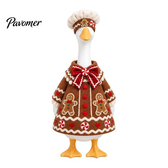 Decorative Patched Goose Clothing Set Christmas Porch Outfit, Festive Poinsettia Costume, Winter Holiday Outfit Clothes with Hat, Seasonal Apparel for