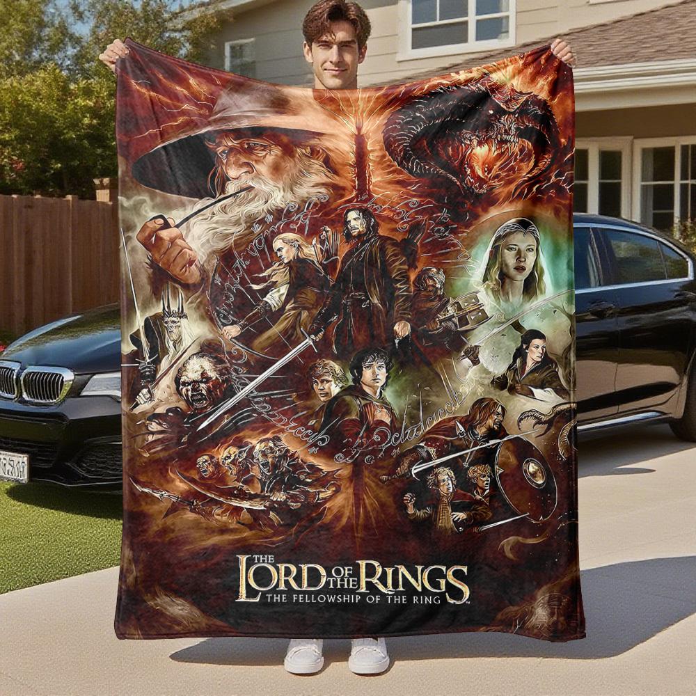 1PC Lord of the Rings Fellowship of the Ring Outdoor Flannel Blanket Soft Plush Decor for Picnics, camping,Bedroom, Playroom, Office1224A 75X95CM