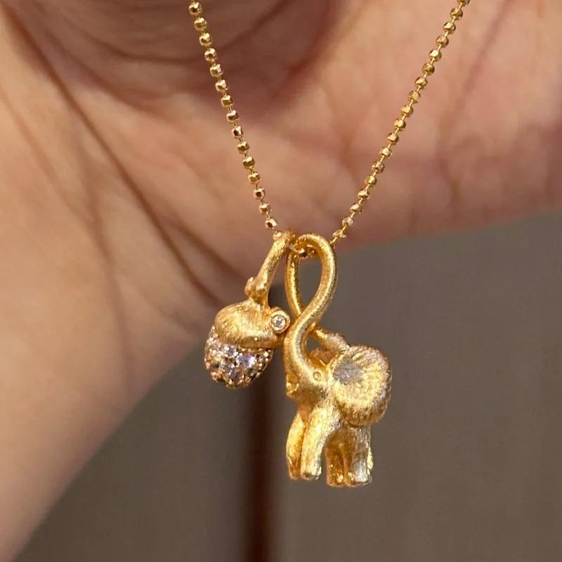 

Креативное Новое В Щетчатой Сосне Шишка Длинноносый Слон Ожерелье Алмазная Инкрустация Ретро Мода Изысканная Цепочка на Шею Ювелирное Изделие Подарок 45cm