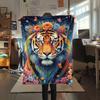 1Pc Liquidpaintanimals Print Flannel Blanket, High Quality Comfortable for All Seasons, Home Decor, Warmth and Comfort, Perfect for Christmas Gifts