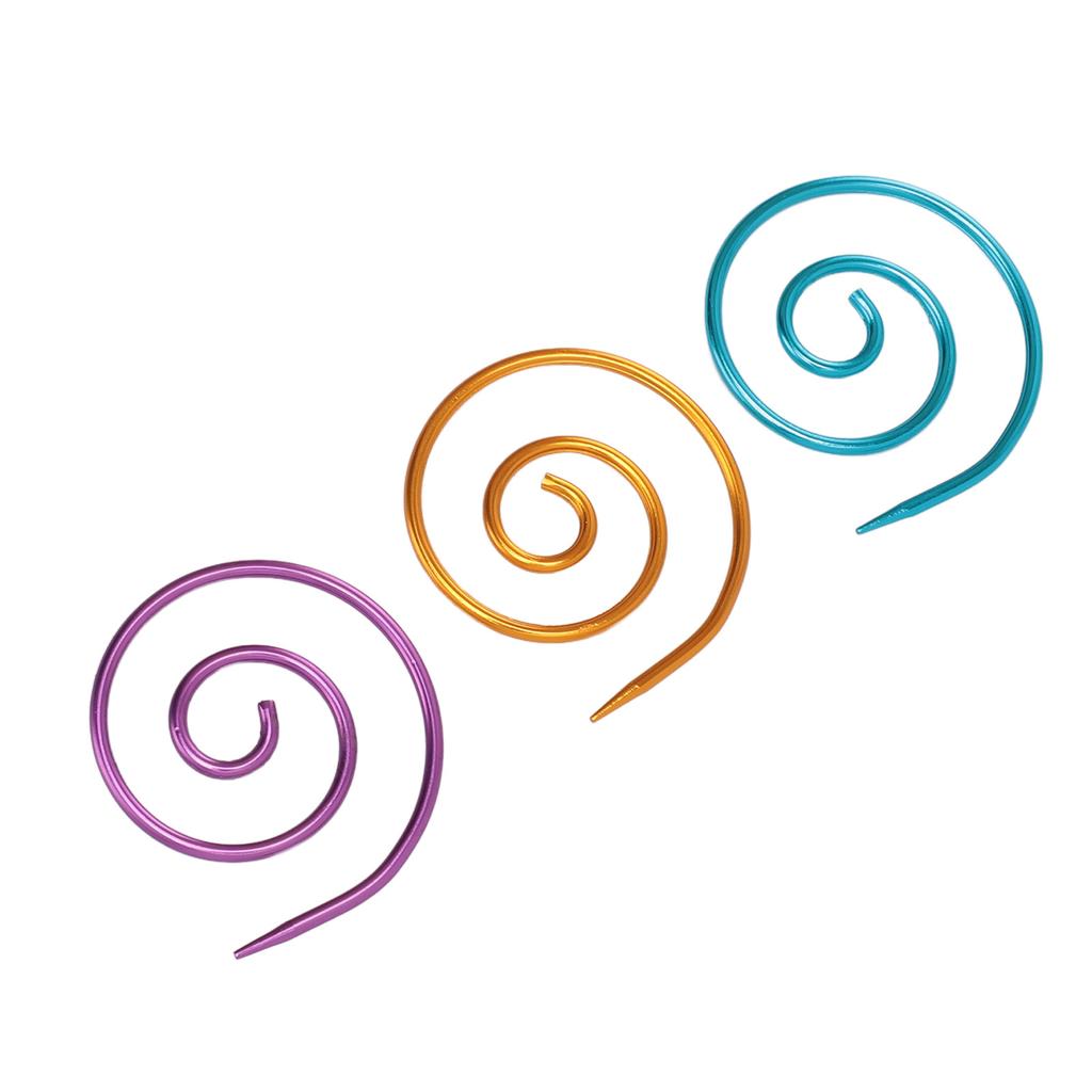 3pcs Spiral Cable Knitting Needle DIY Rustproof Metal Cable Needle Shawl Pin Practical Round Spiral Needle for Sweaters