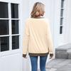 Women's Color Block Ribbed Sweatshirt Long Sleeve Crewneck Loose Fit Casual Pullover