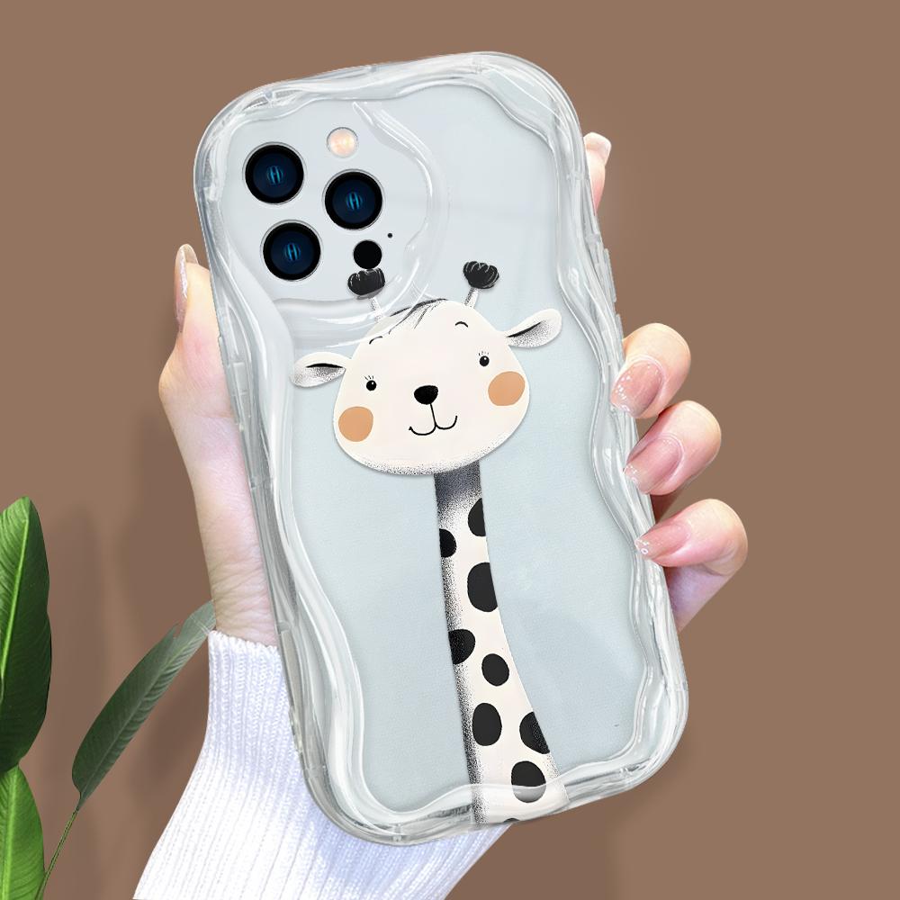 Cartoon Pattern Cream Texture Casing Wavy Edge Soft Silicone Cover Phone Case for IPhone Samsung Huawei Honor Xiaomi Redmi Infinix Tecno