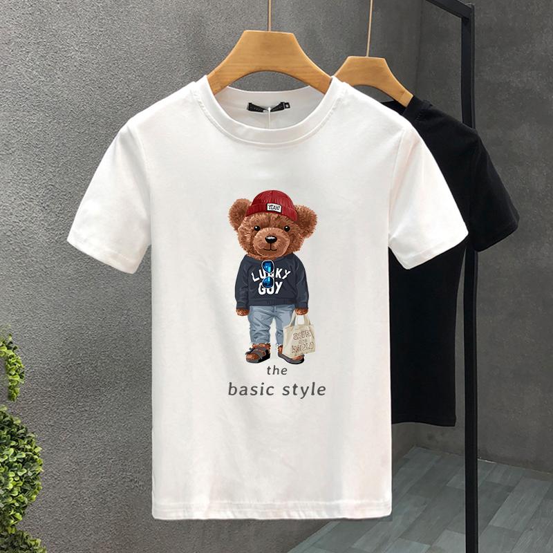 2025 Luxury Funny Bear For Men's T-shirt Cotton High Quality Creativity Printing Summer Tees Brand Tops Unisex Oversized S-7XL