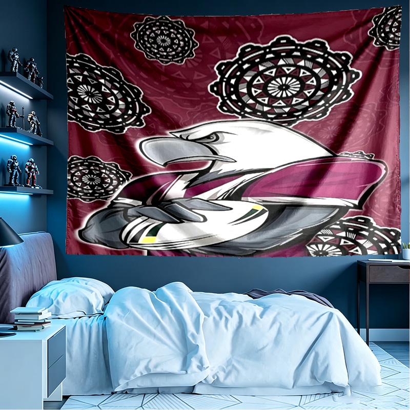 Manly Warringah Sea Eagles Print Tapestry, Lightweight Wall Hanging, for Bedroom, Dorm, Living Room, Home Art Decor, Birthday Christmas Gift for Frien
