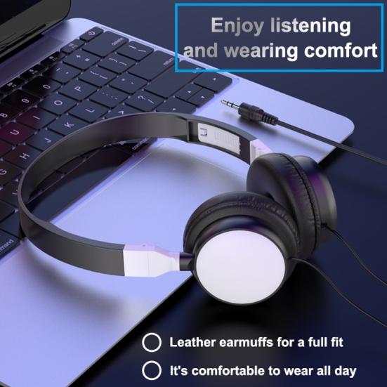 Wired Foldable 3.5mm Bass Headset Gaming HiFi Audio Headphone for Phone/Tablet