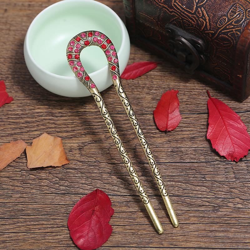 Classical and Simple Cheongsam U-shaped Hairpin, Daily Versatile Retro Hairpin, Disc Hairpin, Ancient Hanfu Hair Accessories for Women