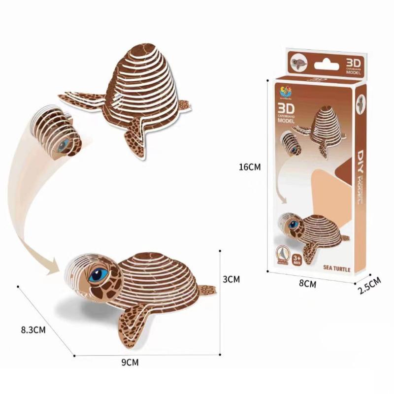1 Set Kinder Lernspielzeug Montessori Lustiges DIY Manuelle Montage Dreidimensionales Modell Tier 3D Papierpuzzle Spielzeug für Jungen Mädchen