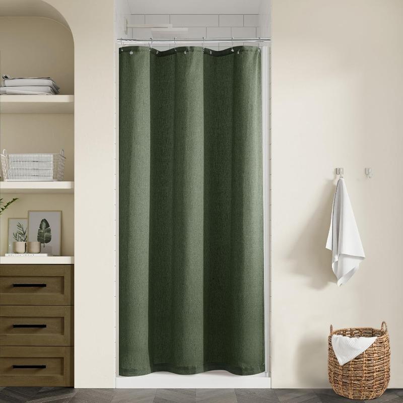 Natural Cream Linen Shower Curtain Country Boho Farmhouse Bathroom Decor Beige Shower Curtains for Bathroom Neutral Cloth