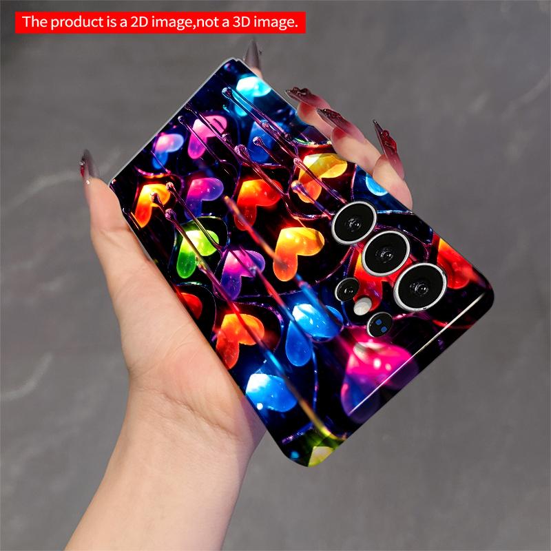 2DFlat Samsung phone case Glowing Hearts Melting Rainbow Light Applicable to Galaxy S23 S24 S25ULTRA S26 A12 A14 A15 A16 A54 A55