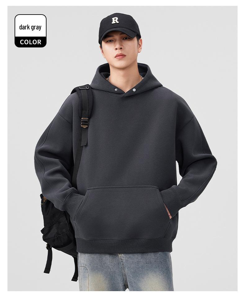 High-End American Men's Heavyweight Pullover Hoodie - Casual Autumn Trendy Jacket