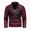 Men's Leather Butterfly Embroidered Zipper Cardigan Motorcycle PU Leather Jacket