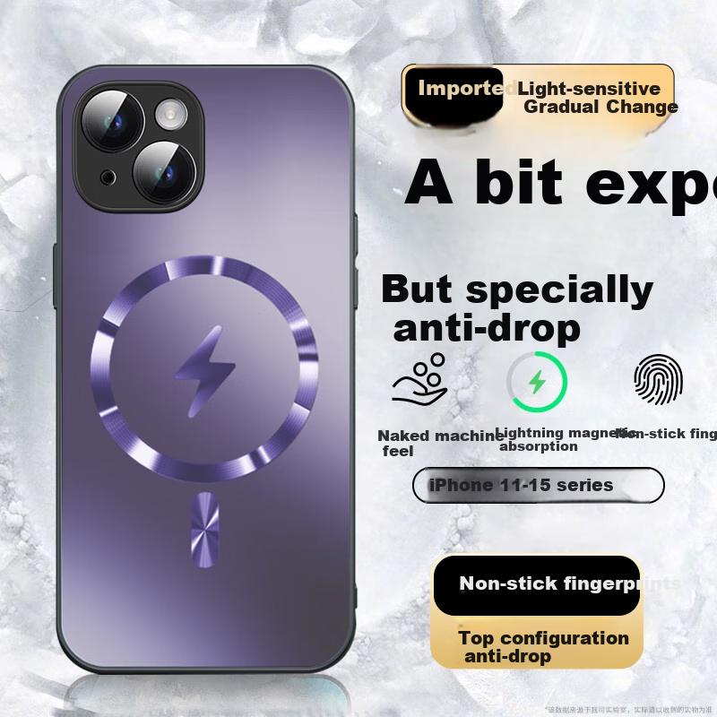IPhone 14 Plus Case, IPhone 14 Plus with MagSafe Magnetic Shockproof Silicone Lens Full Protection Ultra-Thin Frosted Business Style, Purple