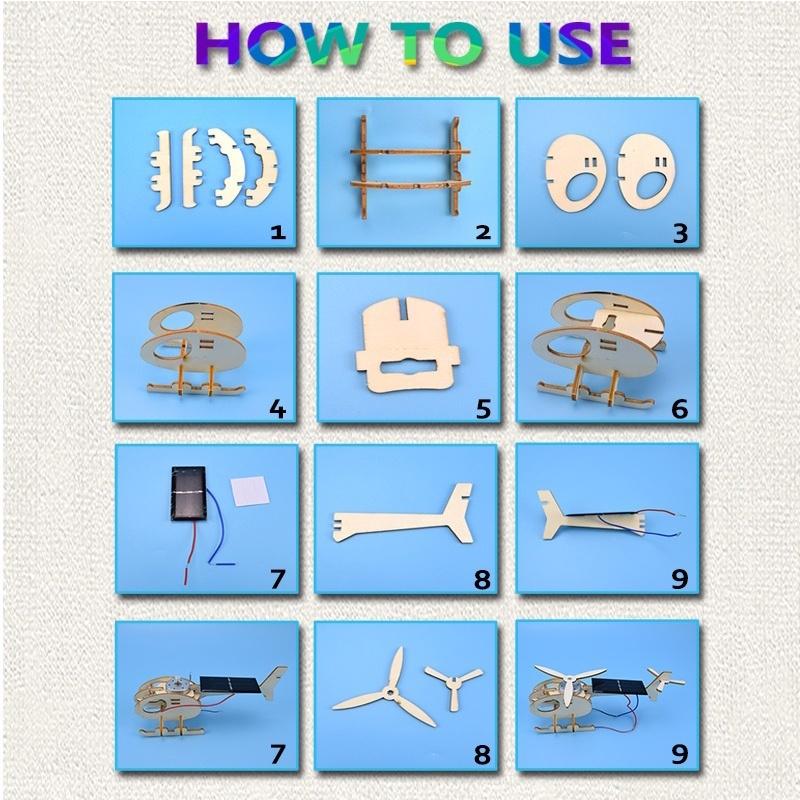 DIY Dřevěná Solární Helikoptéra Hračka pro Děti Fyzika Věda Experimentální Ručně Vyráběné Sestavovací Modelové Sady Vzdělávací Hračky Dárky
