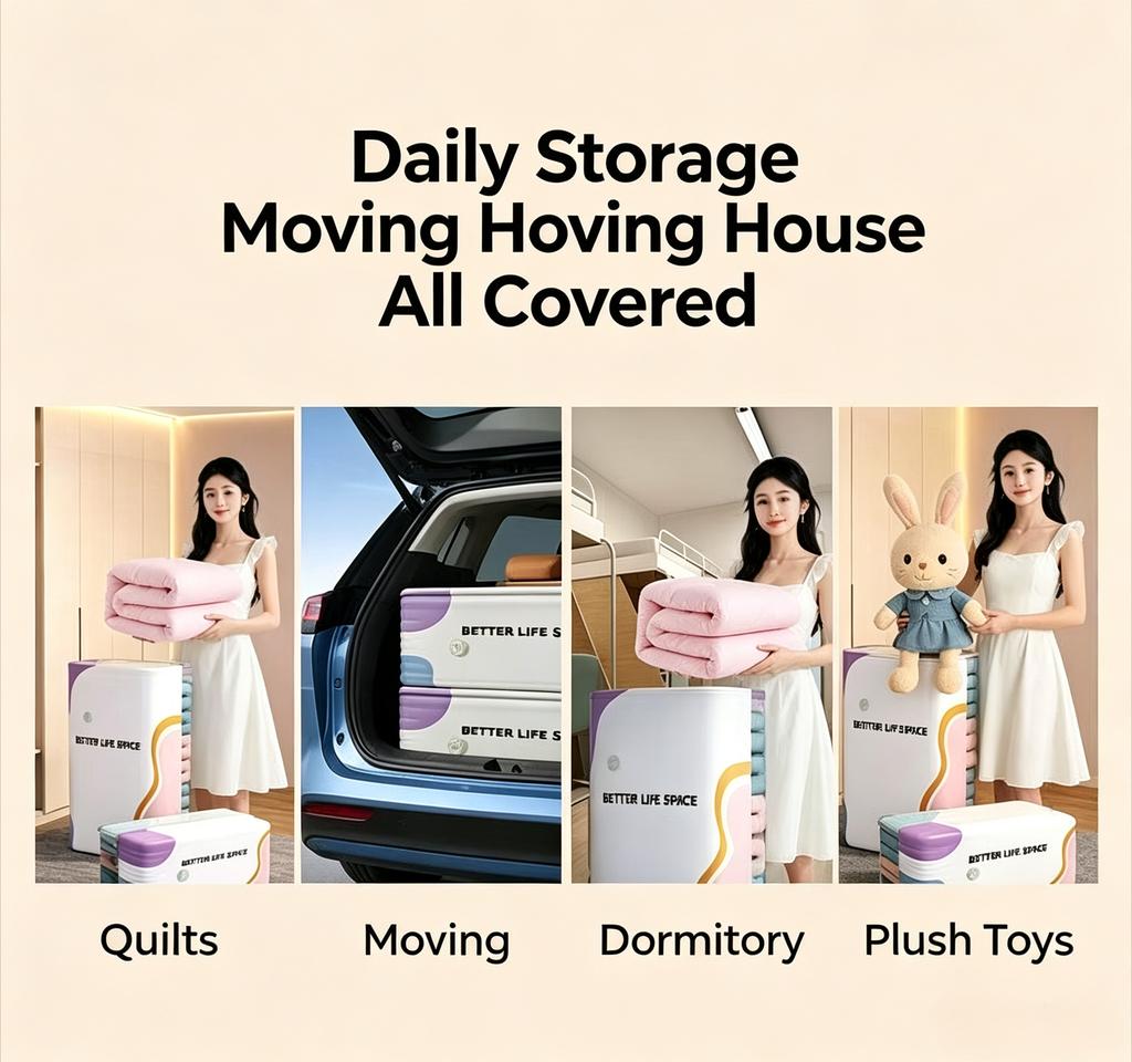 No Pump Needed Vacuum Storage Bags, Reusable Sealed Space Saver Bags for Quilts Clothes Bedding Home Storage
