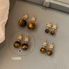 Natural Stone Merad Tiger Eye Stone Stud Earrings for Women Simple Retro Temperament Earring Daily Wear Jewelry Gifts