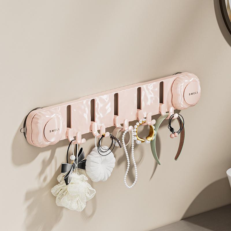 Punch-Free Rotating Suction Cup Bathroom Hook Hanger - Strong Load-Bearing, Seamless Adhesive, Toilet Door/Wall Use