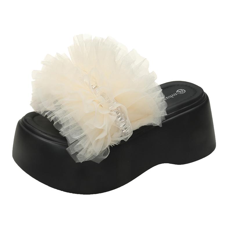 

Модные 8-сантиметровые шлепанцы на толстой подошве с кристаллами, женские летние новинки 2025 года, сандалии на массивной платформе, женские шлепанцы, туфли на высоком каблуке, Sandalias Mujer 34 бежевый