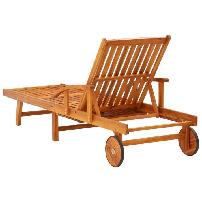VidaXL Sun Loungers 2 Pcs with Table and Cushions Solid Acacia