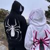 Zip Up Spider Print Hoodies Oversized Sweatshirt Coat Fashion Men Streetwear Hoodies  Female