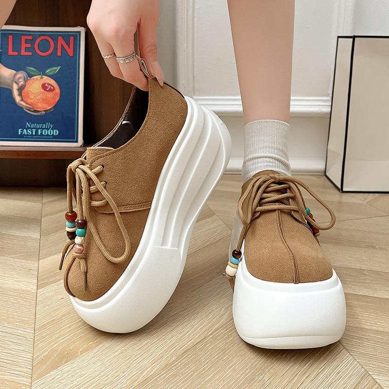 Fashion Microfiber Suede Platform Women Loafers 2025 New Brand Trend Fashion 8cm Thick Sole High Heel Walking Casual Shoes