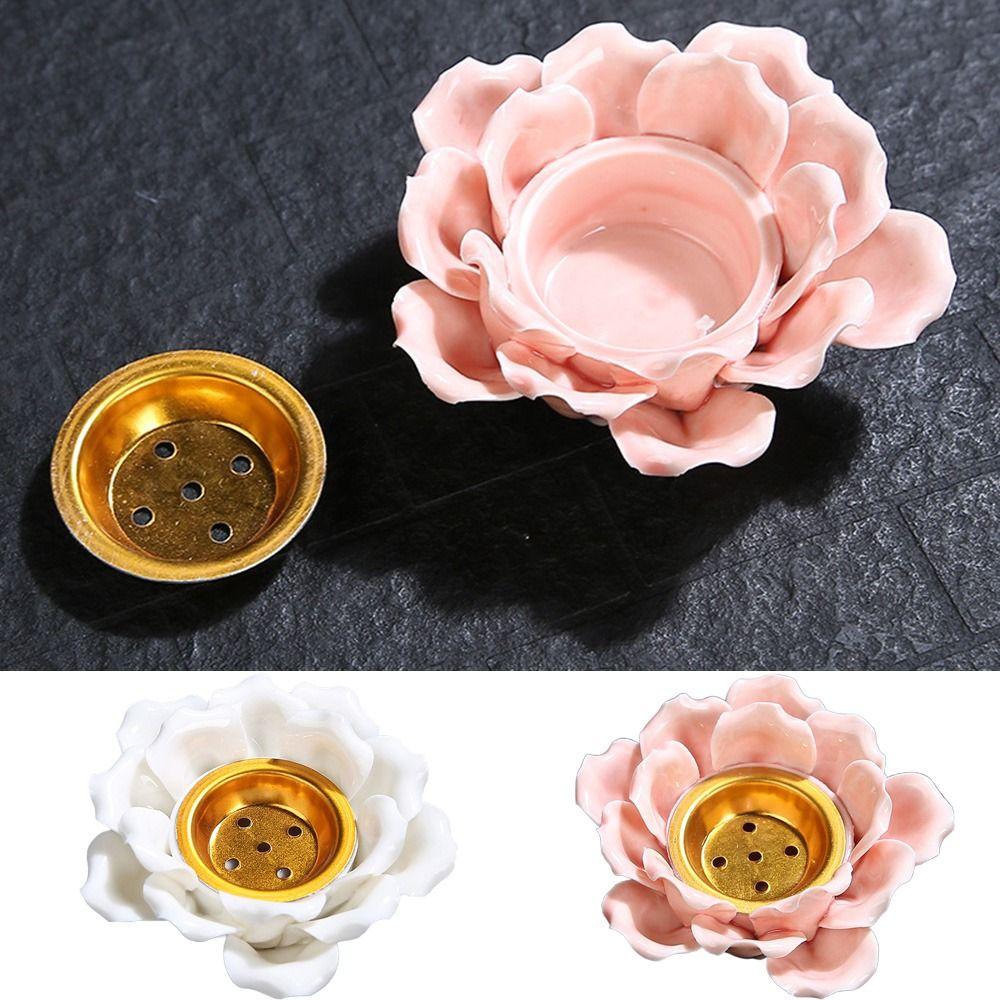 Handmade Ceramic Incense Burner Detachable Incense Burning Tray Lotus Aromatherapy Holder  Home