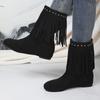 Fashion Ladies Shoes 2024 High Quality Slip-on Women's Boots Fashion Tassel Modern Boots Women Winter Rivet Solid Mid-Calf Boots Zapatos