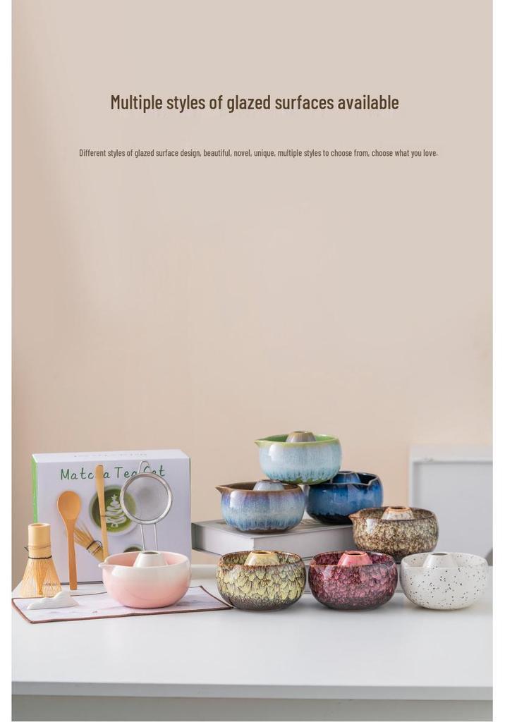 Japanese Matcha Tea Set: Bowl, Whisk, Stirring Brush & Accessories for Tea Ceremony
