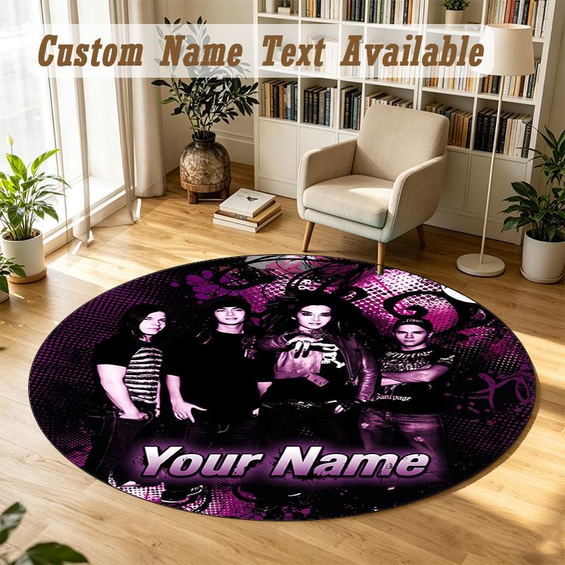 Round Rug Custom NameTokio Hotel Pattern Non Slip Carpet Home Floor Decor