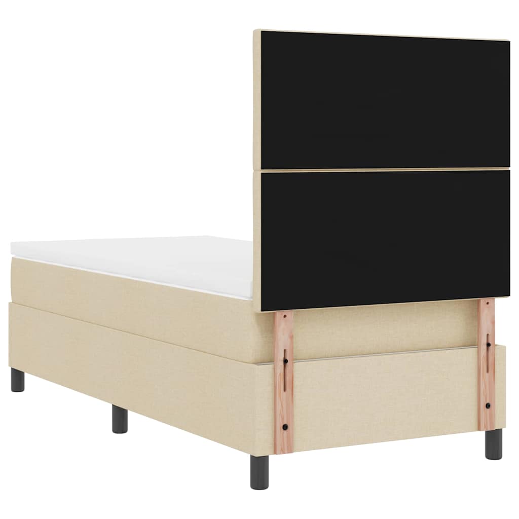 Boxspring Bed with Headboard Cream 90 x 200 cm Fabric