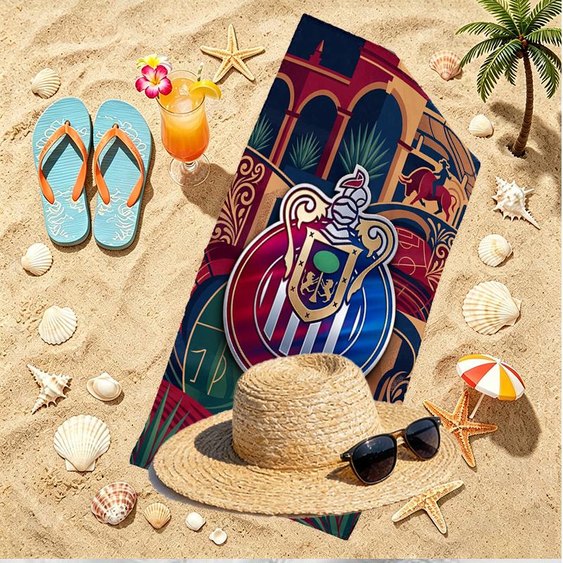 Club Deportivo Guadalajara Print Beach Towel, Versatile Lightweight Absorbent Beach Towel for Pool Surf Yoga Bathroom, Perfect Birthday Holiday Gift