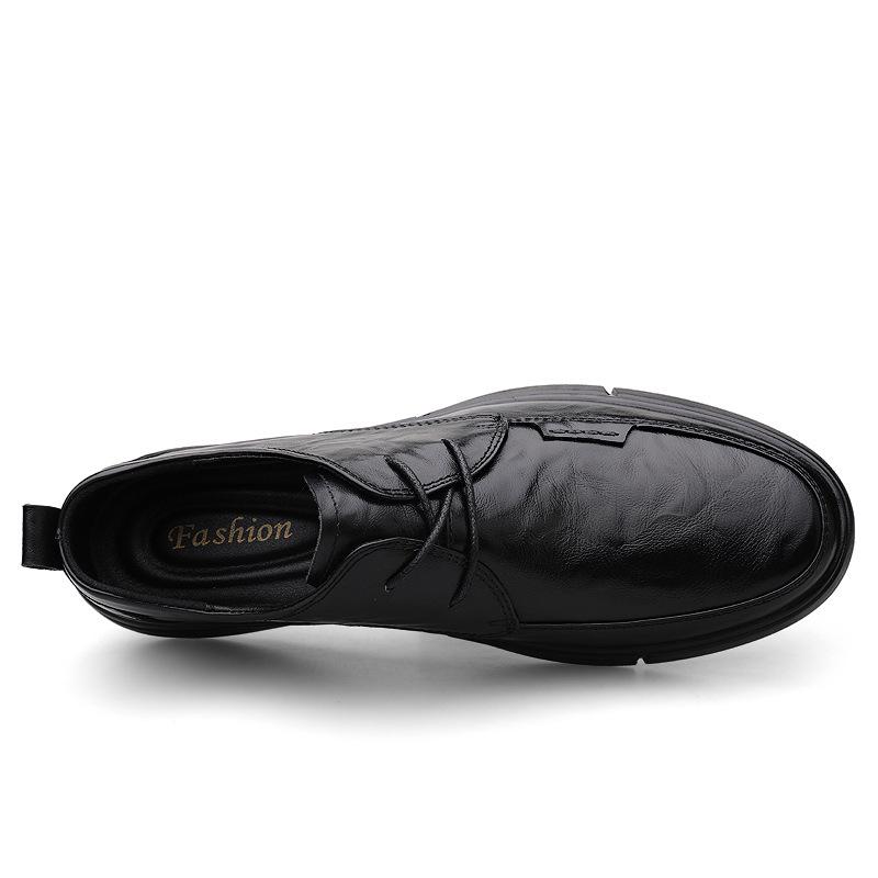 Men's Premium Cowhide Leather Lace-Up Business Shoes - Comfortable, Breathable, Non-Slip, Casual, for Middle-Aged