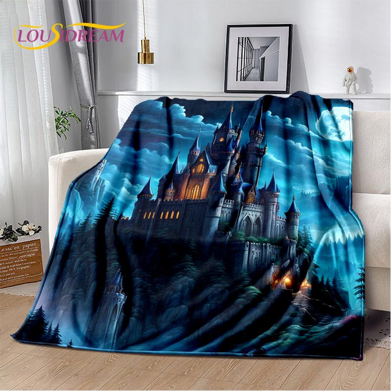 Fairyland Fairy Tale Castle Mysterious Gothic Dream Cartoon Soft Blanket,Soft Throw Blanket for Home Bedroom Bed Sofa Child Gift