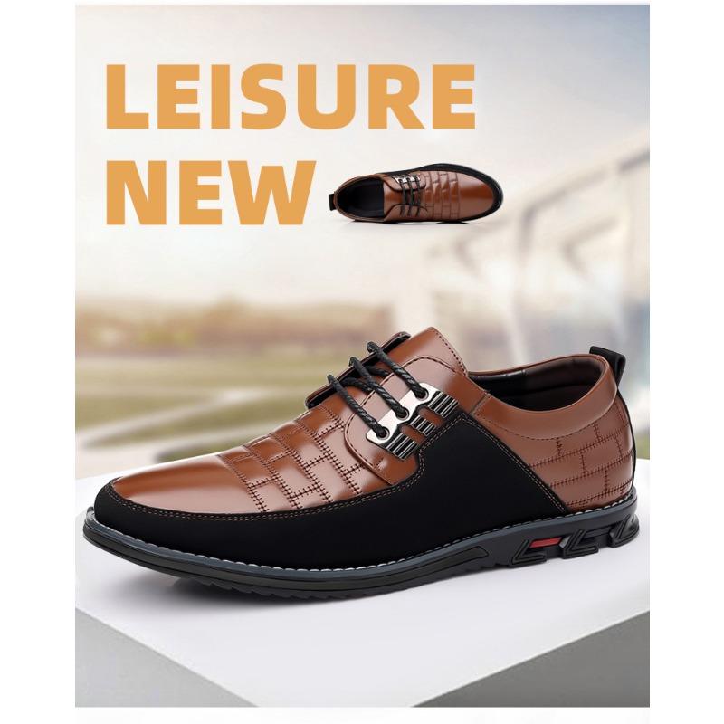 Zapatos Casuales de Hombre de Punta Redonda, Zapatos Casuales de Cordones Frontales, Zapatos Casuales de Hombre de Tacón Plano