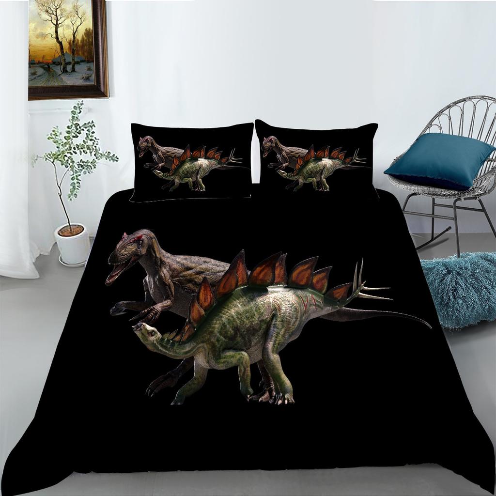 Dinosaur Duvet Cover Set King Size Jurassic Age T-Rex Raptor Comforter Cover With Pillowcase Kid Bedroom Polyester Bedding Set