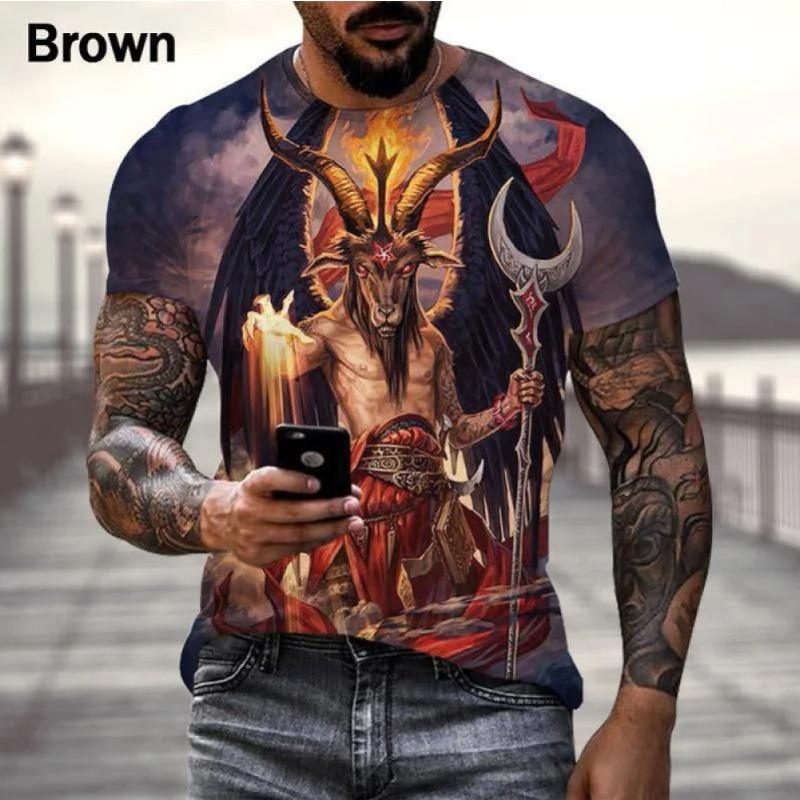 Ďábel Satan 3D potisk Pánská trička Móda Harajuku Hip Hop Trend Streetwear Léto Krátký rukáv Y2k Top Nadměrné oblečení