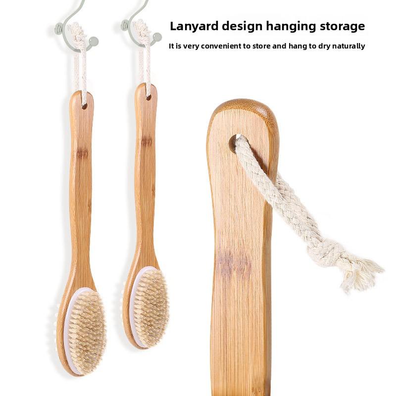 Double-sided Massage Brush SPA Nanzhu Bristle Bath Brush Long Handle Bath Rub Back Massage Tendon Rub Bath Brush