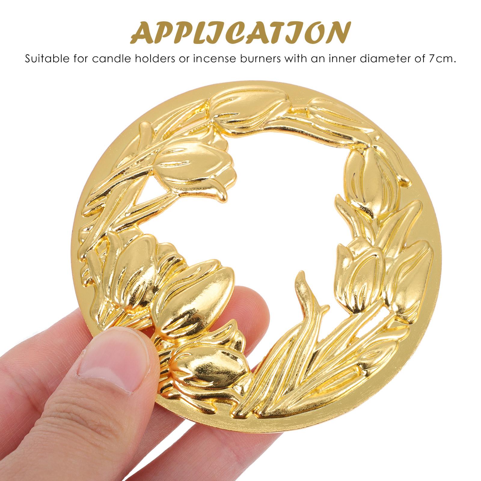 1Pcs Artistic Hollow-Out Candlestick Cover Metal Aroma Lid Windproof Heat Collecting Candleholder Cover Zinc Alloy 8.2X8.2X0.8CM-1