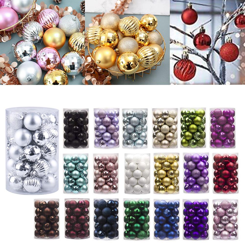 34PCS Christmas Ball Ornament Set 40mm Diameter Plastic Baubles for Seasonal For Holiday Decorating with Shatterproof Material
