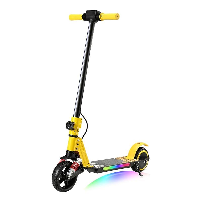 

Электросамокат для детей 6-14 лет, складной электросамокат с двигателем 130 Вт, запас хода 5-8 км, двойная подвеска, двойное безопасное торможение жёлтый