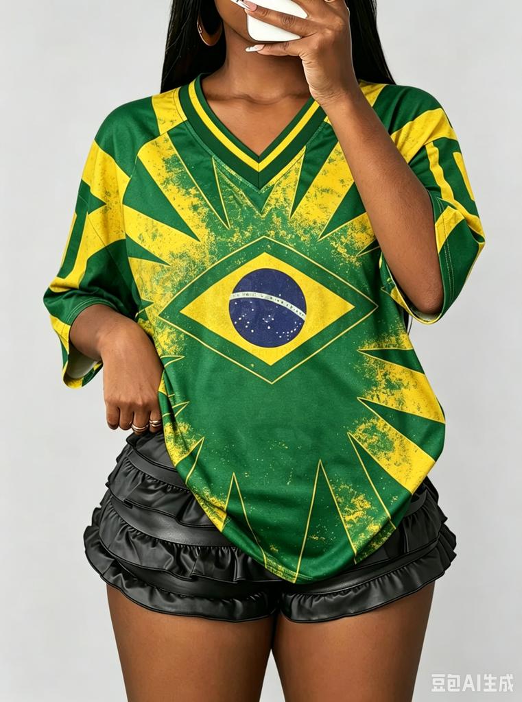 Maglia da Flag Football Stile Brasiliano Magliette Sportive da Donna Maglie da Calcio Magliette Grafiche Casual Unisex Maglie Y2K Top da Strada