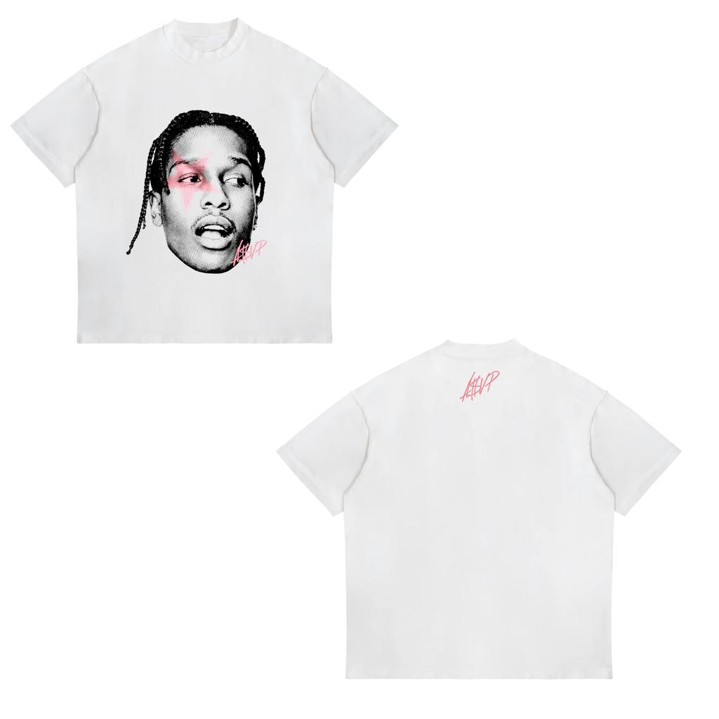 2026 Fashion New ASAP Rocki Short Sleeve Tshirt Pop Street Wear Unisexs and Womens Luxury Tshirt AAP Portrait Casual Havana